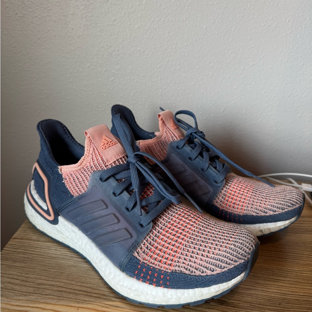 Adidas Coral and Navy Athletic Sneakers